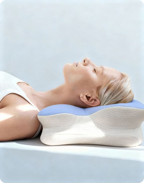 Example of back sleeping on the contoured pillow